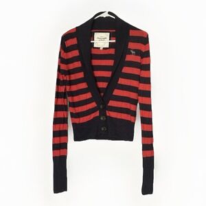 Abercrombie & Fitch Cropped Cardigan Women's M Y2K Indie Sleaze Preppy‎ Wool VTG